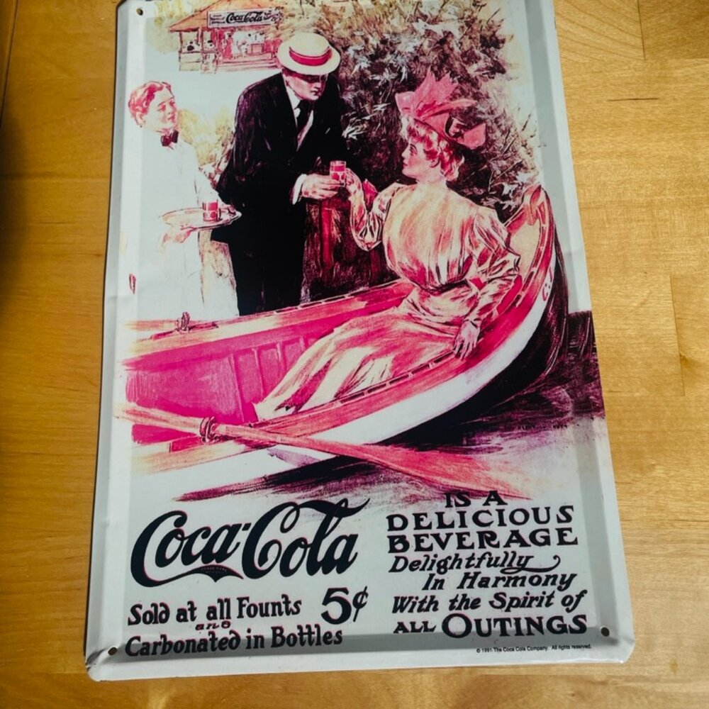 8 Vintage, collectible, Coca Cola, tin signs 8x12